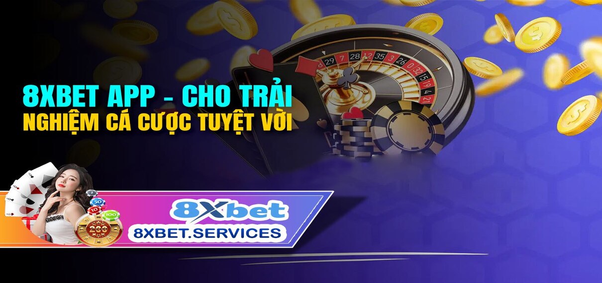 Image depicting the 8XBET app logo and interface for mobile betting.